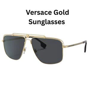 New Versace Aviator Sunglasses Gold/Dark Grey For Men Brand New